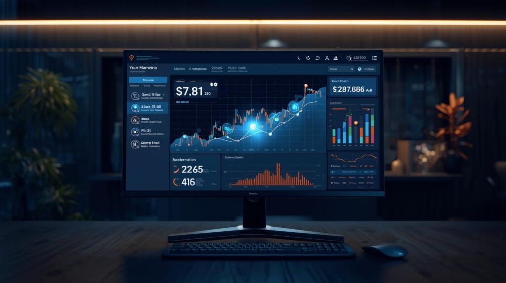 Marketing analytics concept image with data visualization, charts, and business performance metrics